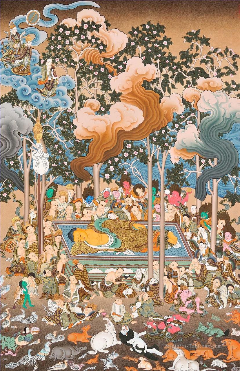 Parinirvana du Bouddha grand bouddhisme thangka Peintures à l'huile